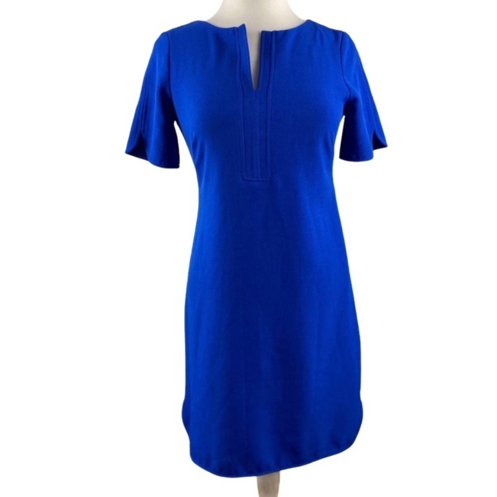 Adrianna Papell Blue Sheeth Dress Gold Zipper